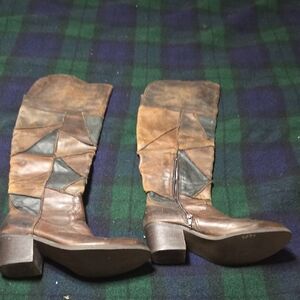 Carlos Santana Patchwork Knee-High Boots